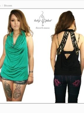 NEW Baby Phat SEQUIN OPEN BACK Halter Sequin Shirt Blouse 2X PLUS SIZE